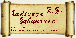 Radivoje Zabunović vizit kartica